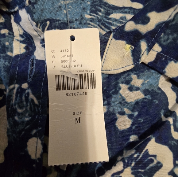 Anthropologie Pilcro Batwing Blouse Blue Floral Ruffle  Women's Medium N… - Picture 7 of 11